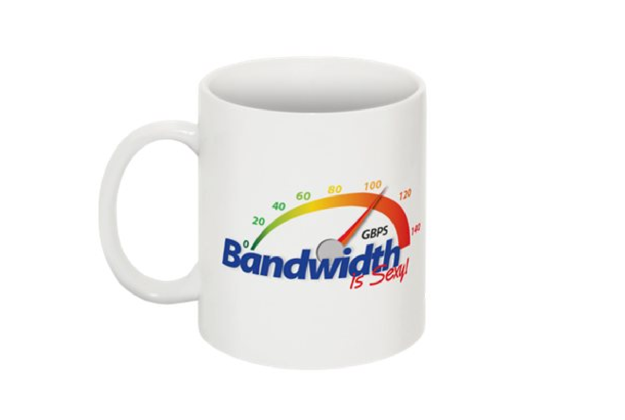 coffee mug design with the words Bandwidth is Sexy